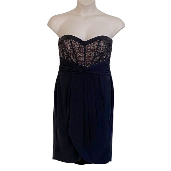 Jessica Simpson Black Lace Detail Bodice Strapless Cocktail Mini Dress Sz 14 NWT - Picture 3 of 15